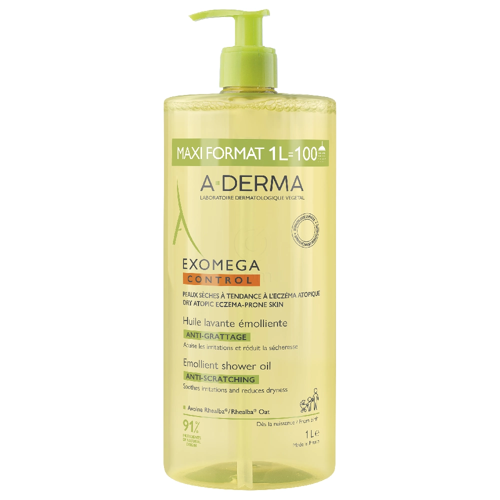 A-Derma Exomega Control, emolientno čistilno olje za tuširanje (1000 ml)