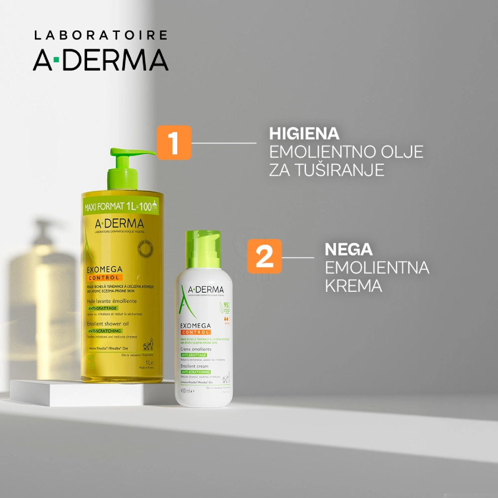 A-Derma Exomega Control, emolientno čistilno olje za tuširanje (1000 ml)