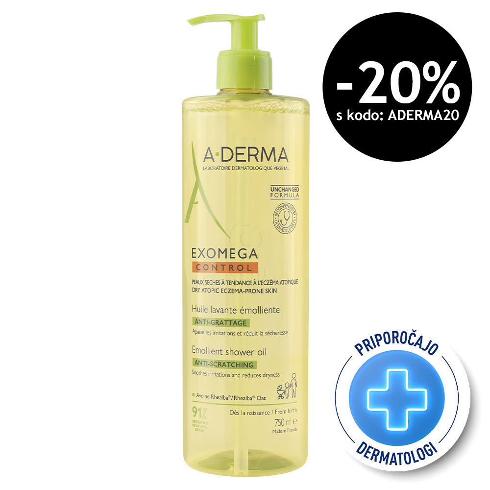A-Derma Exomega Control, emolientno čistilno olje za tuširanje (750 ml)