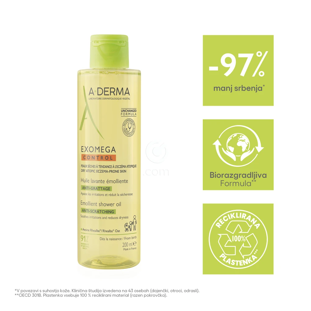 A-Derma Exomega Control, paket: zaščita pred sonce + olje (150 ml + 200 ml)