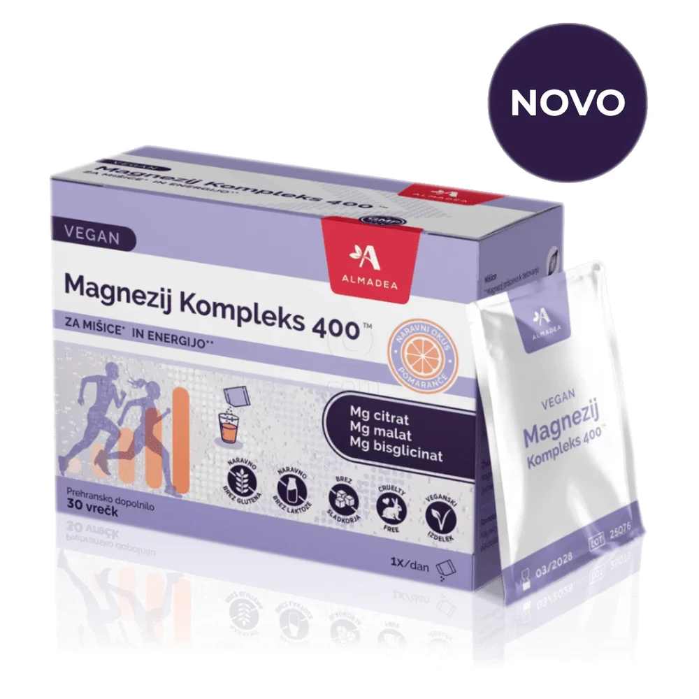 Almadea Magnezij Kompleks 400, prašek - vrečke (30 vrečk)