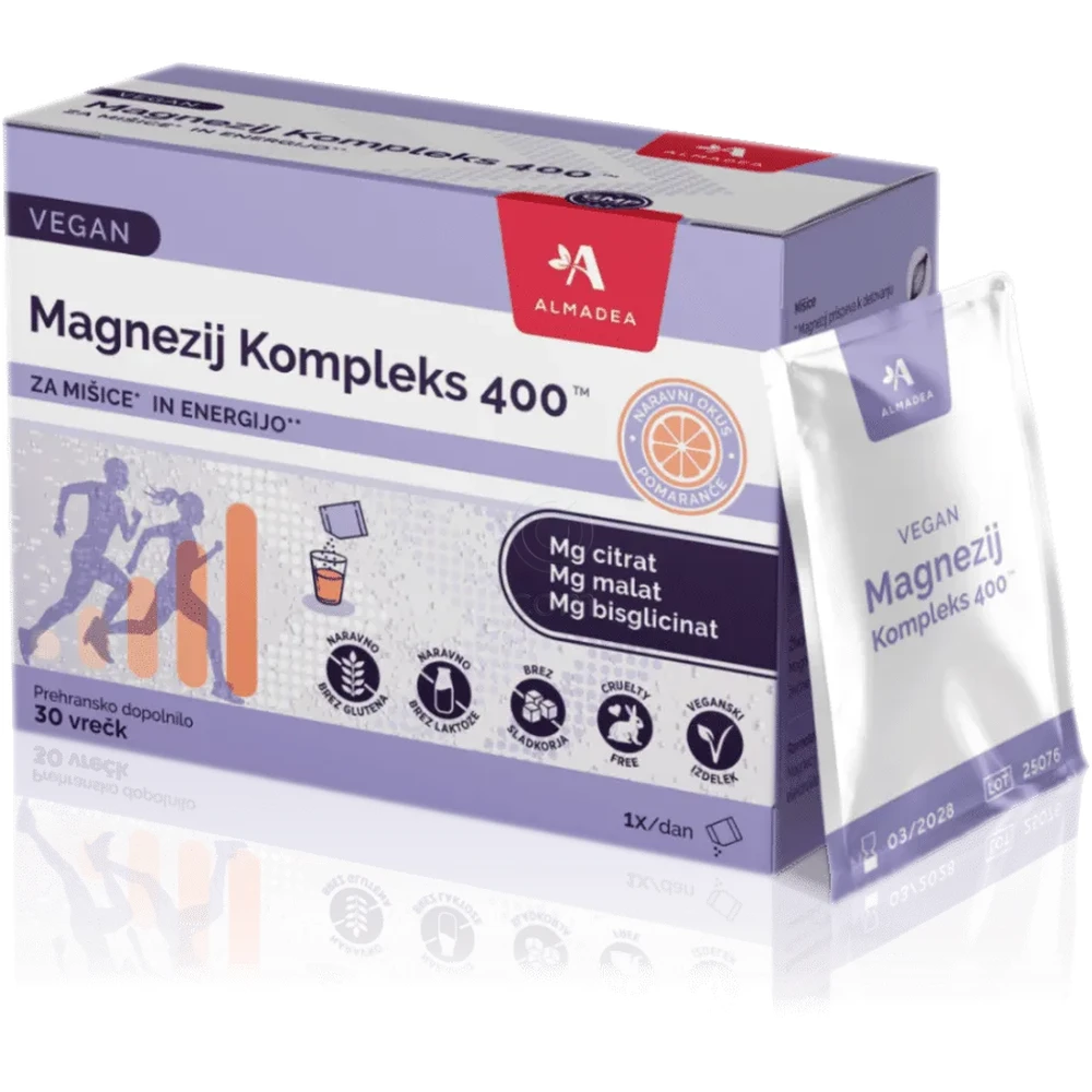 Almadea Magnezij Kompleks 400, prašek - vrečke (30 vrečk)