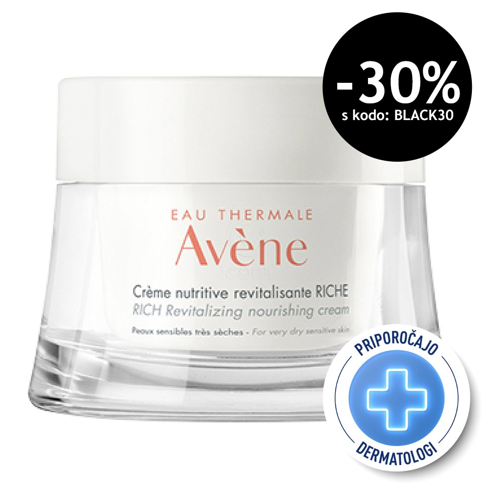 Avene, bogata hranilna revitalizacijska krema za občutljivo in zelo suho kožo (50 ml)