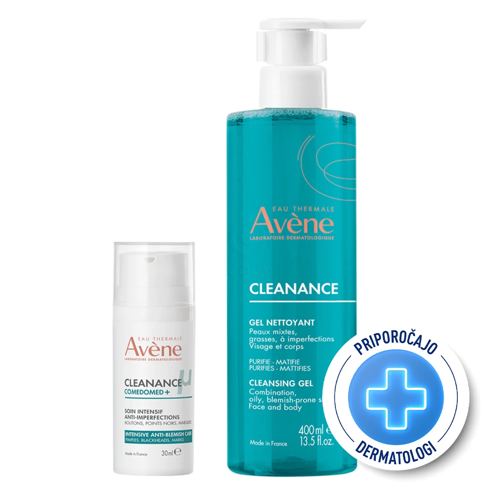 Avene Cleanance, rutina za mastno kožo nagnjeno k aknam (30 ml + 400 ml)