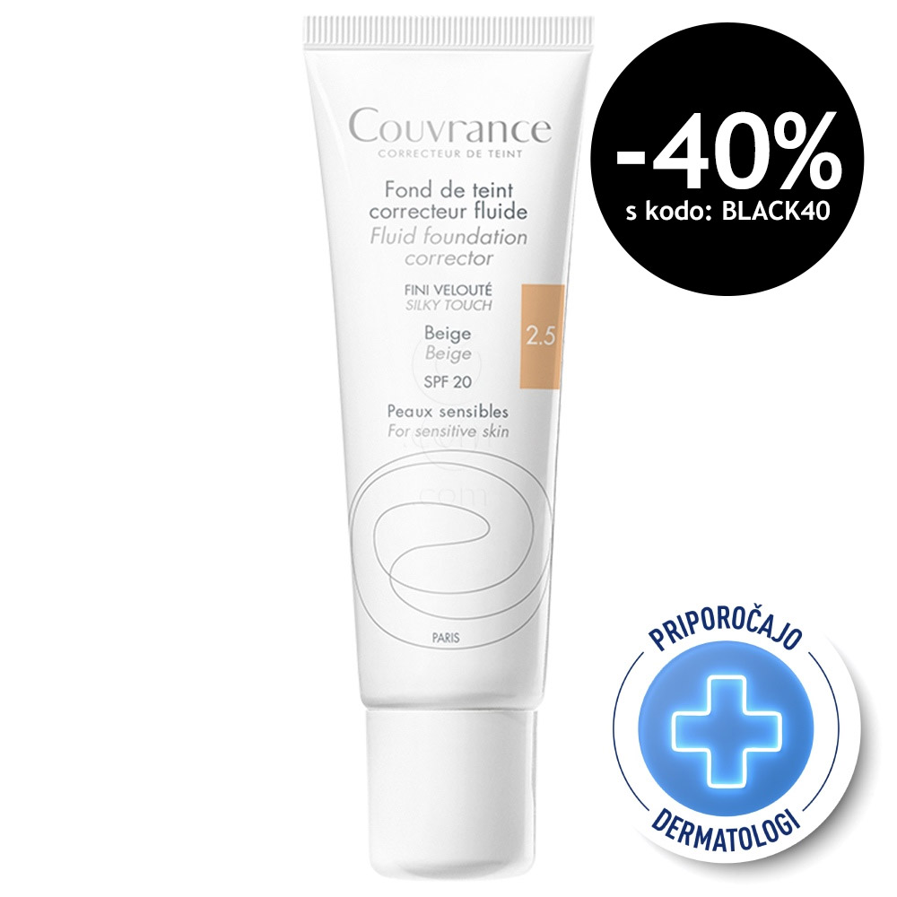 Avene Couvrance, korektivni tekoči puder 2.5 bež (30 ml)