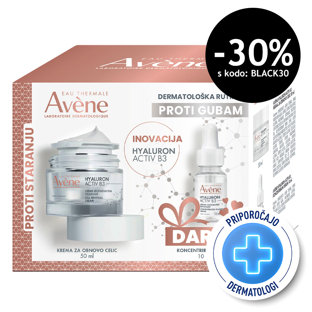 Avene Hyaluron Activ B3, anti-age paket nego obraza - krema in serum (50 ml + 10 ml)