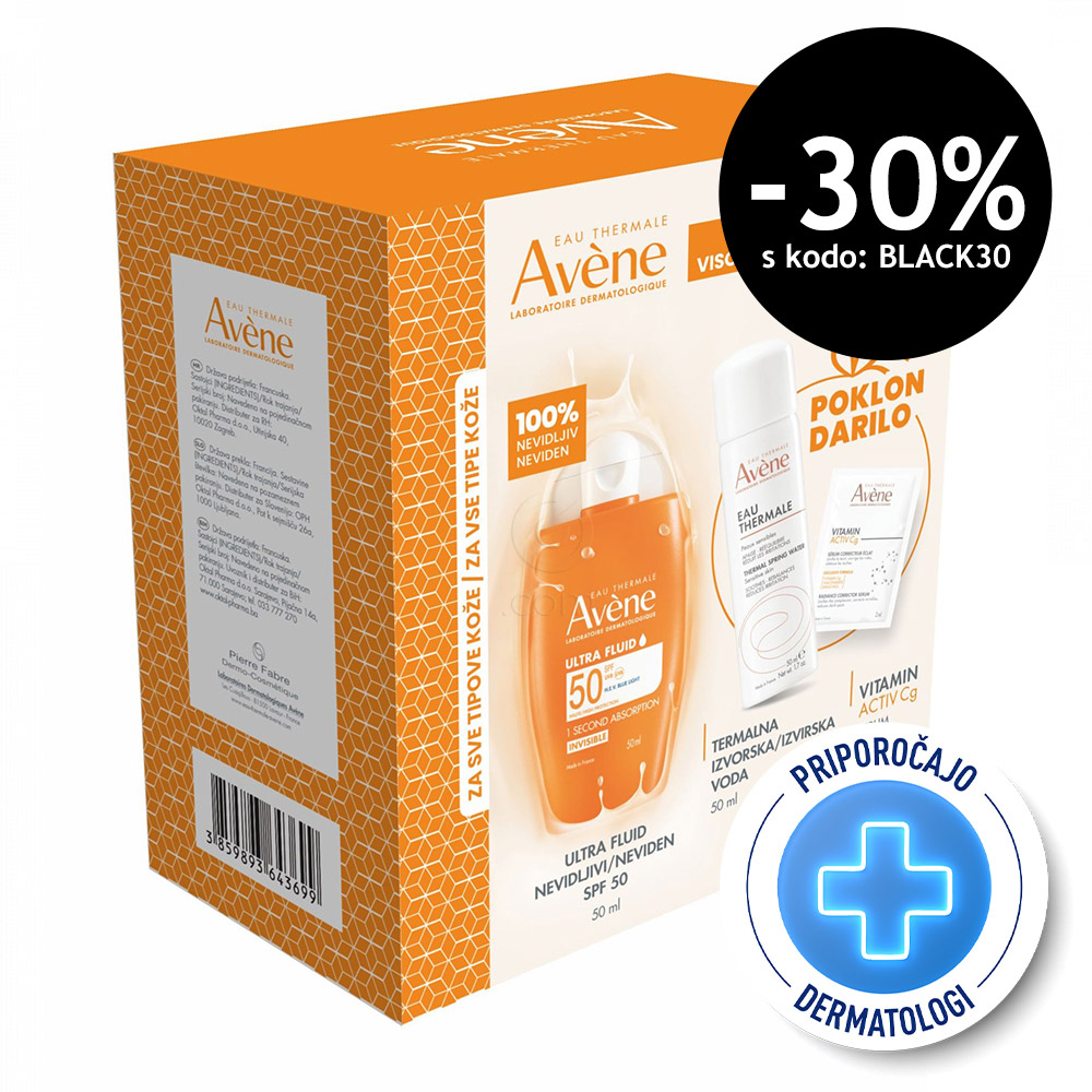 Avene Sun, paket - ultra nevidni fluid za zaščito pred soncem ZF50 (2 x 50 ml + 2 ml)