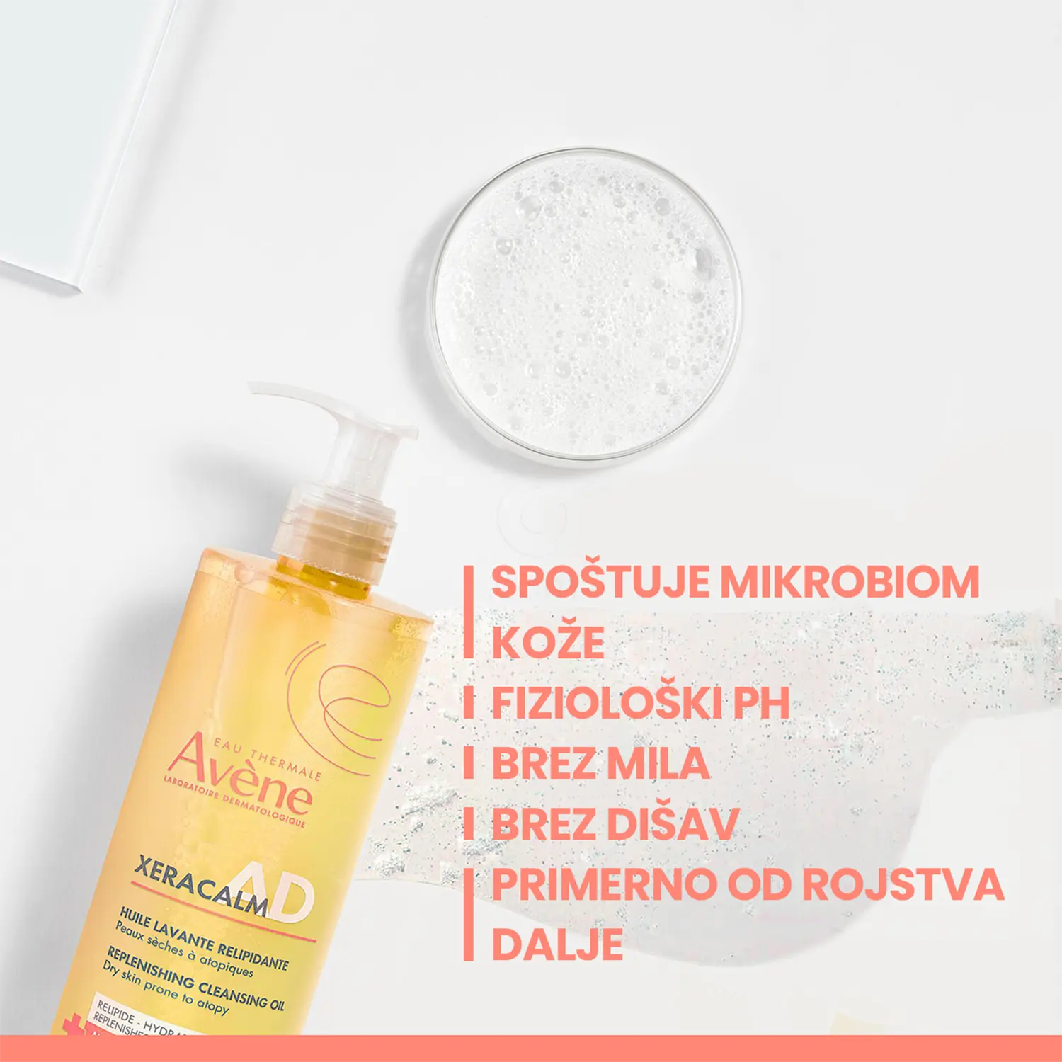 Avene XeraCalm A.D, relipidirajoče olje za čiščenje - Refill (400 ml)