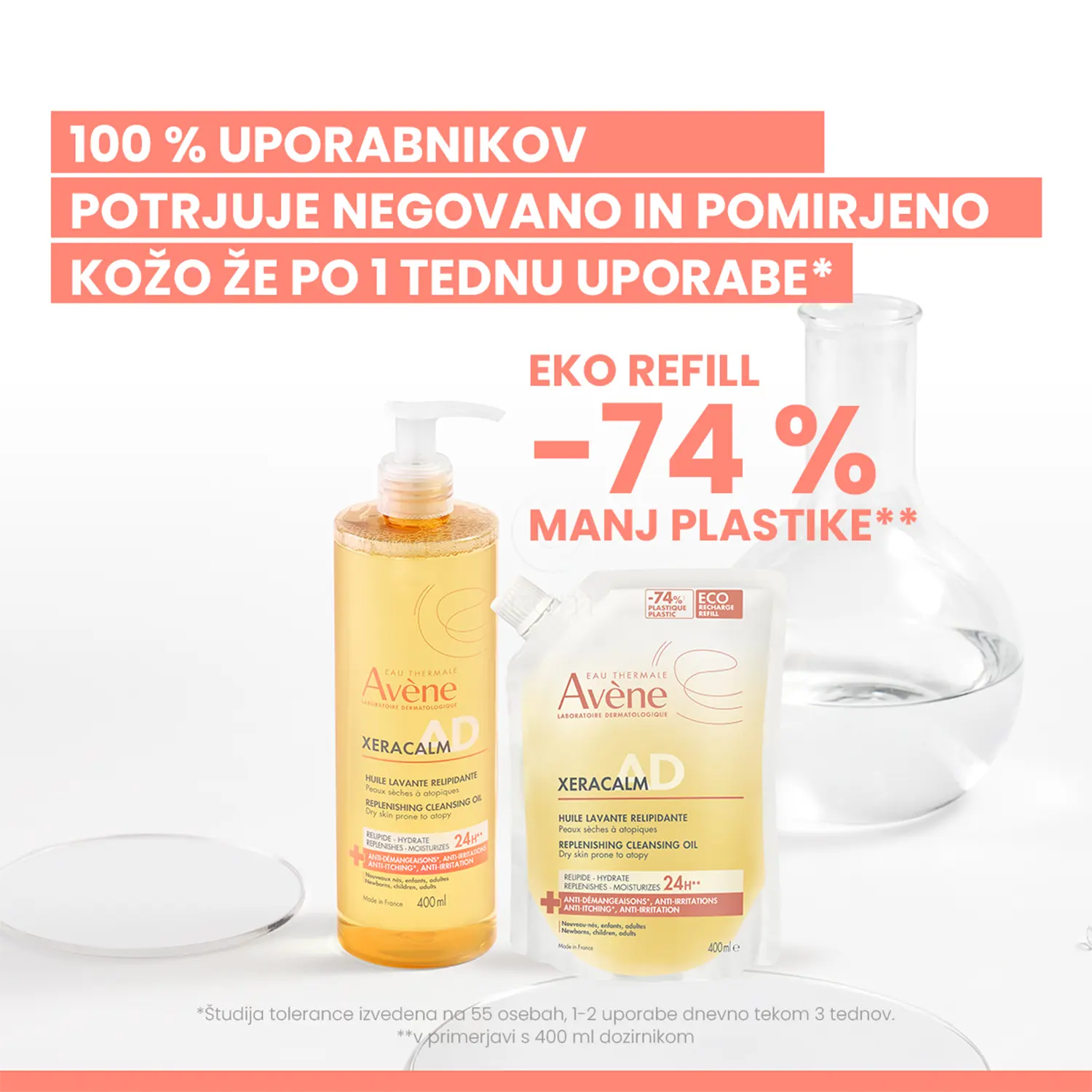 Avene XeraCalm A.D, relipidirajoče olje za čiščenje - Refill (400 ml)