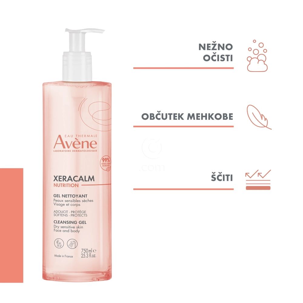 Avene XeraCalm Nutrition, vlažilni gel za čiščenje (750 ml)