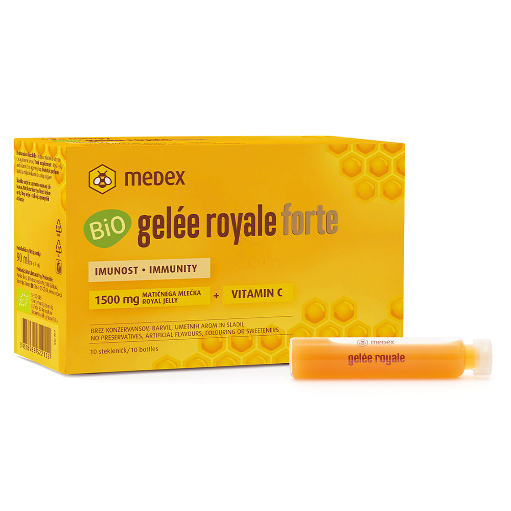 Medex Bio Gelee Royale Forte, matični mleček iz ekološke pridelave - paket (12 x 9 ml)