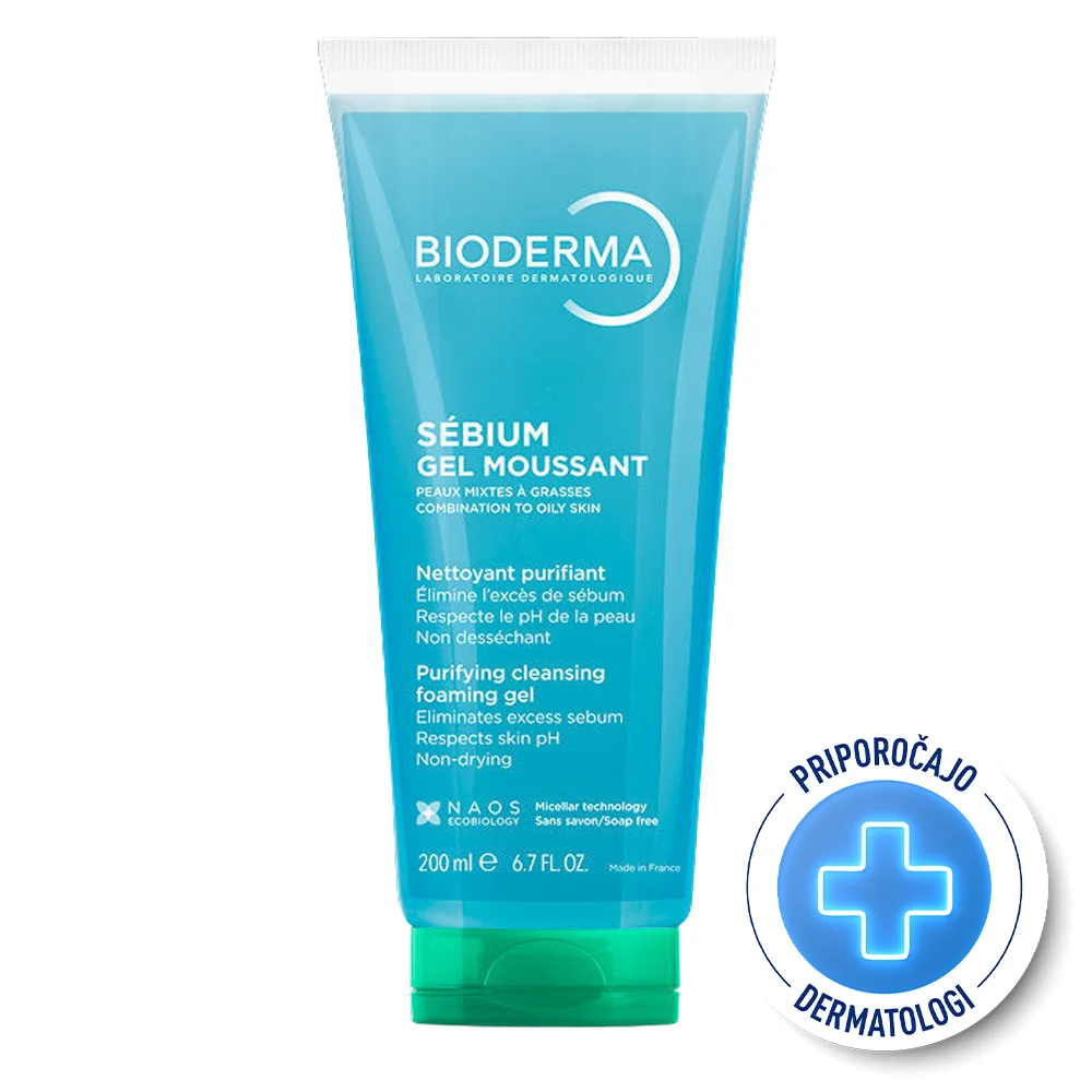Bioderma Sebium Gel Moussant, čistilni gel za mešano do mastno kožo (200 ml)