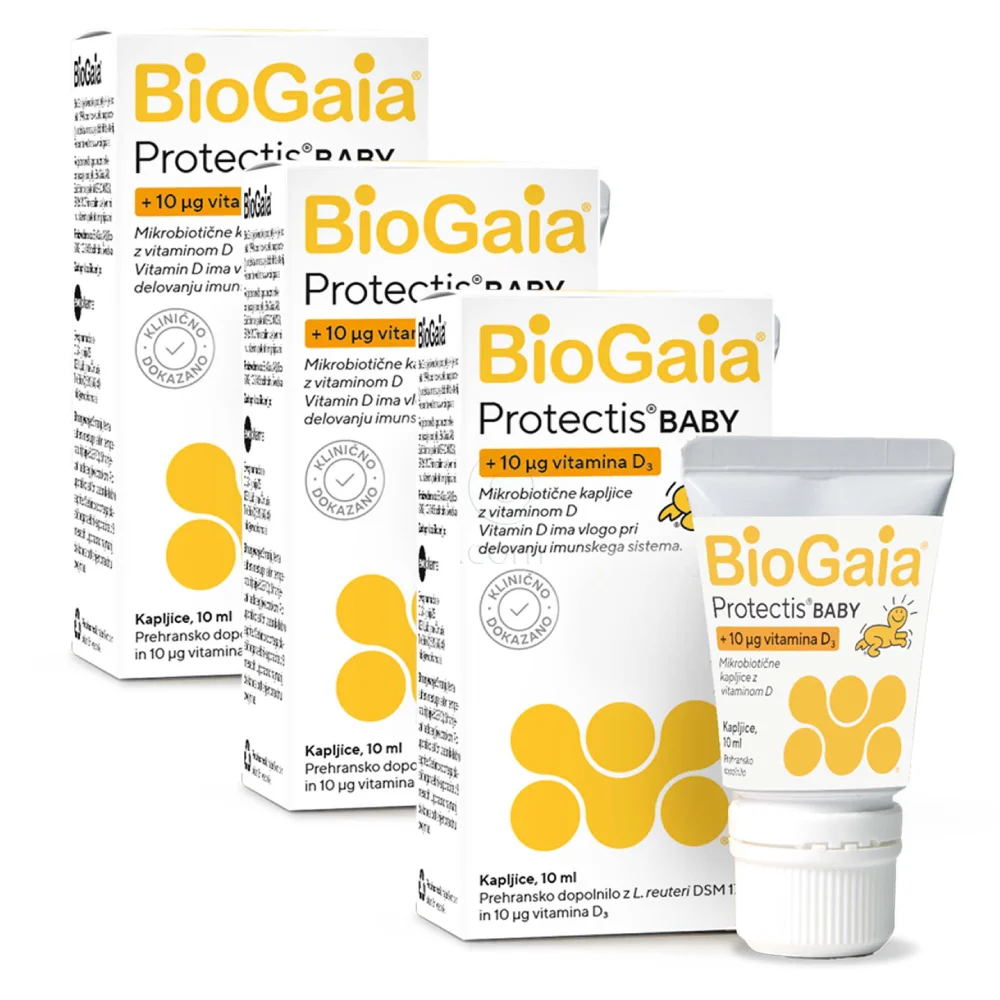 BioGaia Protectis Baby D3, kapljice za otroke in dojenčke - paket (3 x 10 ml)