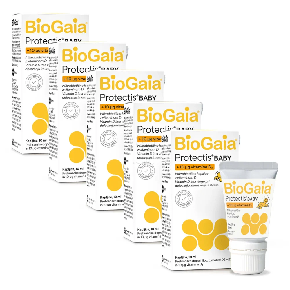 BioGaia Protectis Baby D3, kapljice za otroke in dojenčke - paket (5 x 10 ml)