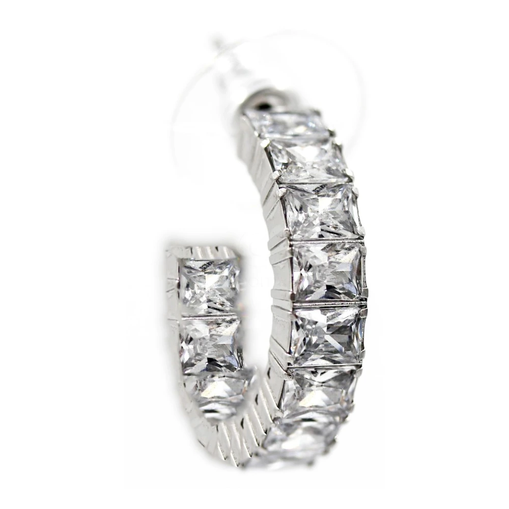 Biojoux, uhani iz kirurškega jekla - Benoite beli kristali - BJT307 (2 uhana)