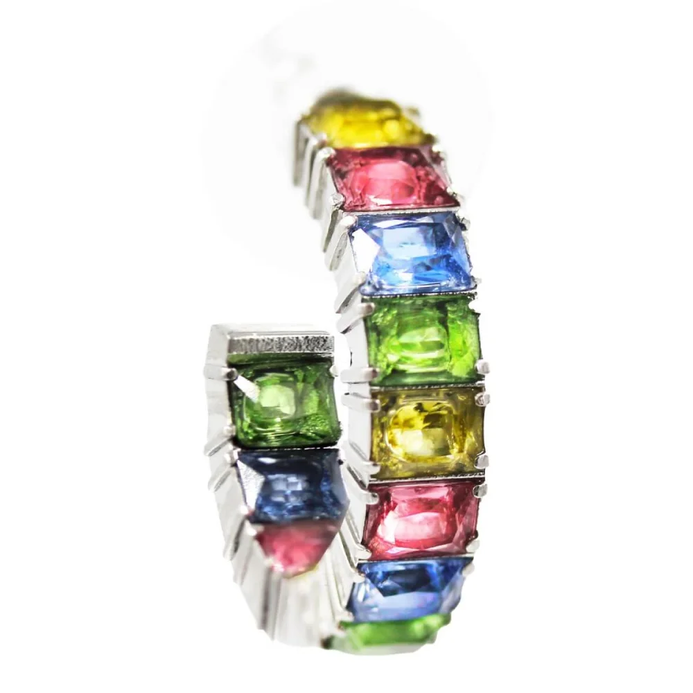 Biojoux, uhani iz kirurškega jekla - Benoite pisan obroč - BJT306 (2 uhana)