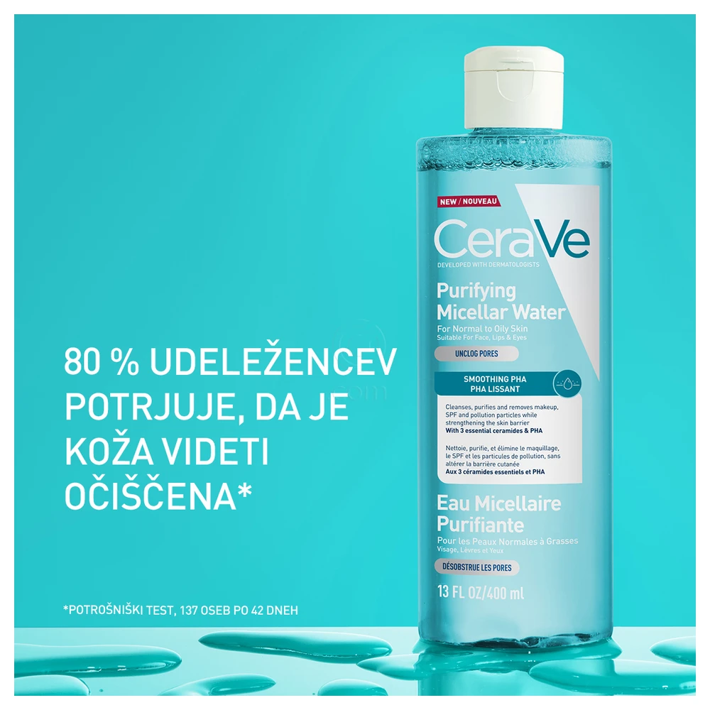 CeraVe, čistilna micelarna voda za normalno do mastno kožo (400 ml)