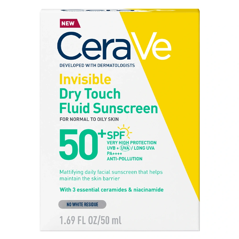 CeraVe Sun, nevidni vlažilni fluid za zaščito pred soncem Dry Touch - ZF50+ (50 ml)