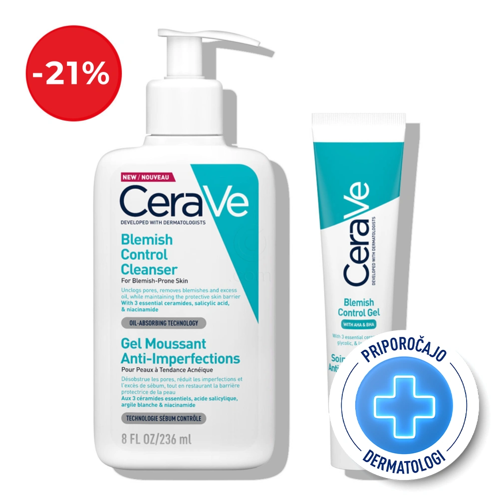 CeraVe, protokol za obraz in telo za kožo, nagnjeno k aknam in nepravilnostim - čiščenje in nega (40 ml + 236 ml)