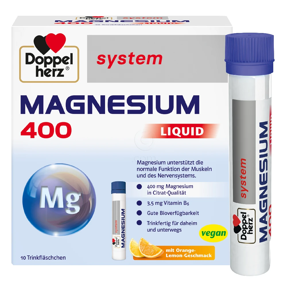 Doppelherz System Magnezij 400 Liquid, tekoči magnezij za pitje - ampule (10 x 25 ml)