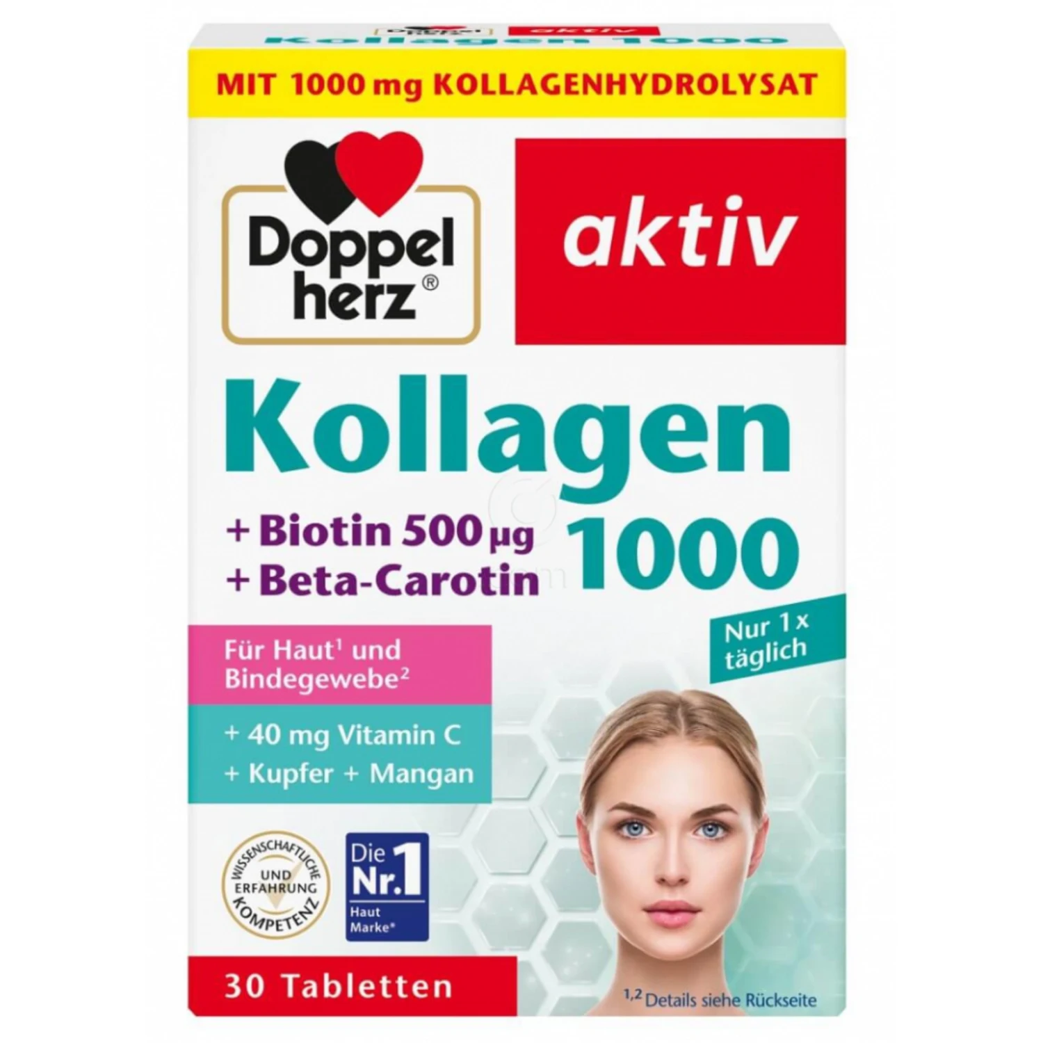 Doppelherz Aktiv Kolagen 1000 + biotin + betakaroten, tablete (30 tablet)