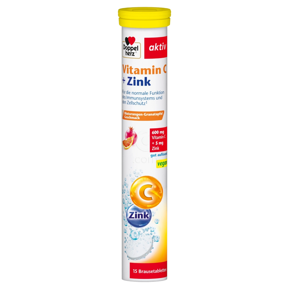 Doppelherz Aktiv Vitamin C + Cink, šumeče tablete (15 šumečih tablet)