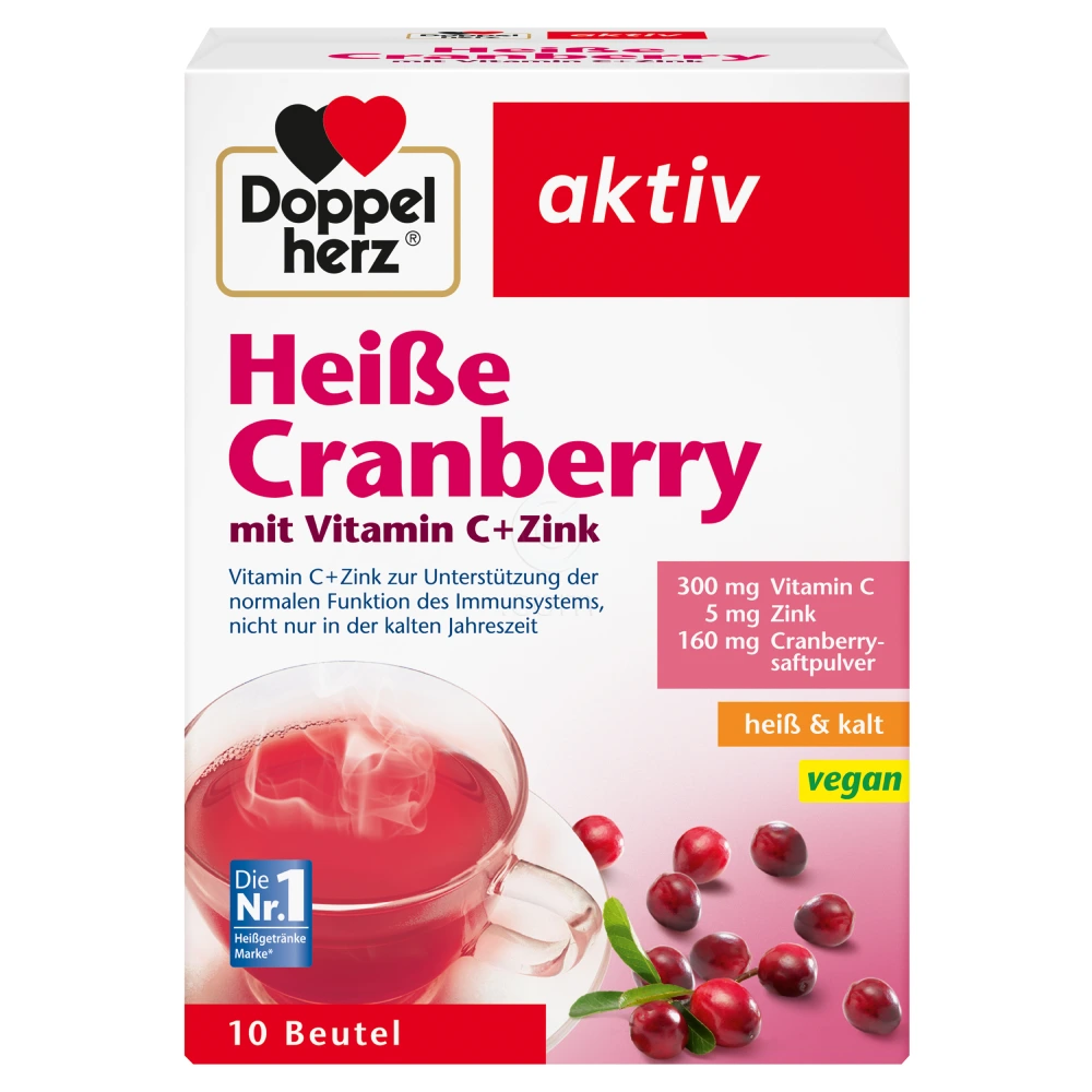 Doppelherz Aktiv, vroči napitek brusnica (10 vrečic)