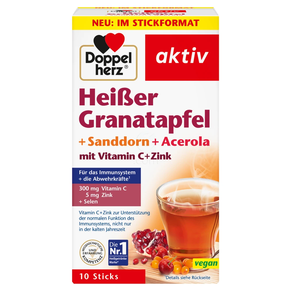 Doppelherz Aktiv, vroči napitek granatno jabolko (10 vrečic)