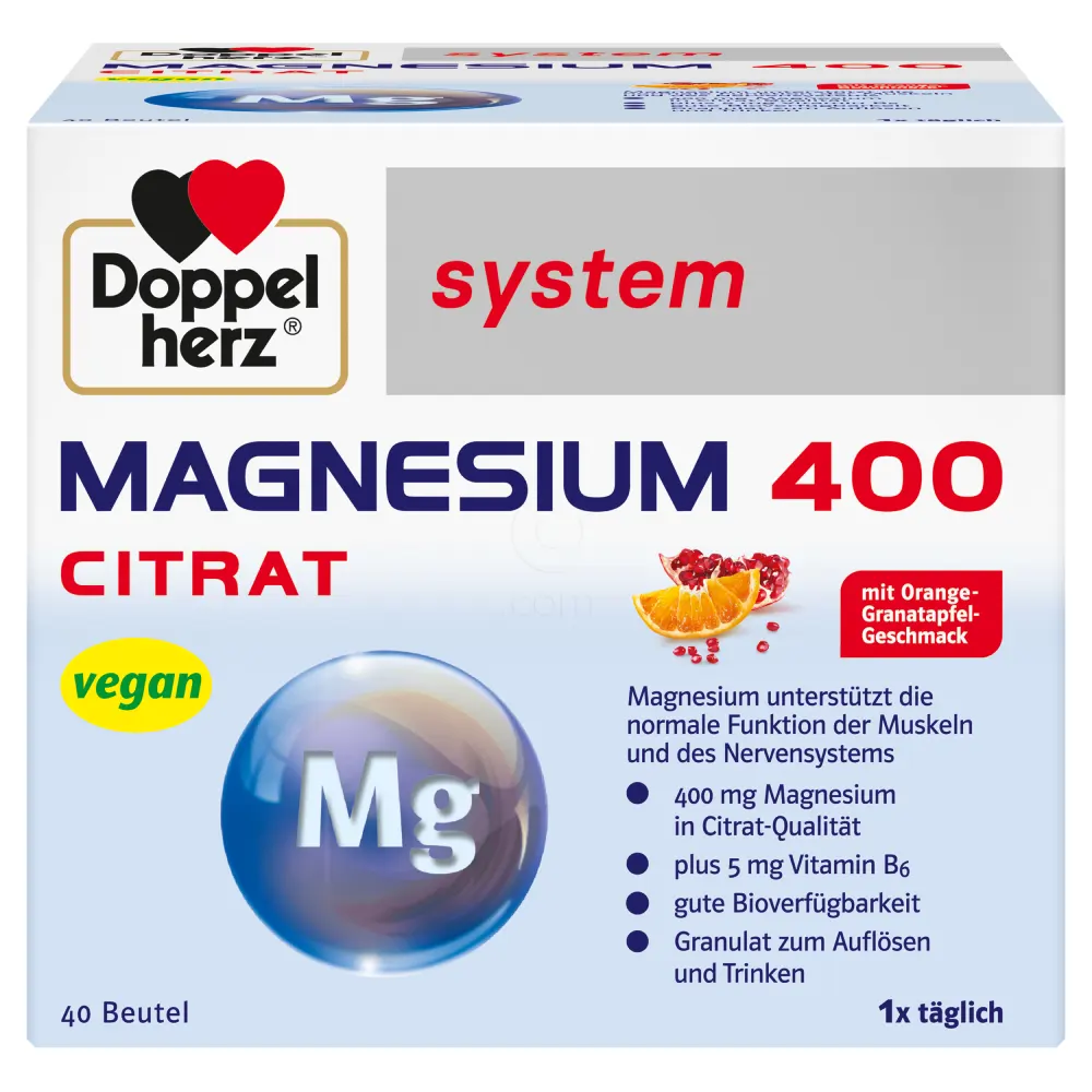 Doppelherz System Magnezij 400 Citrat, zrnca v vrečkah (40 x 6 g)