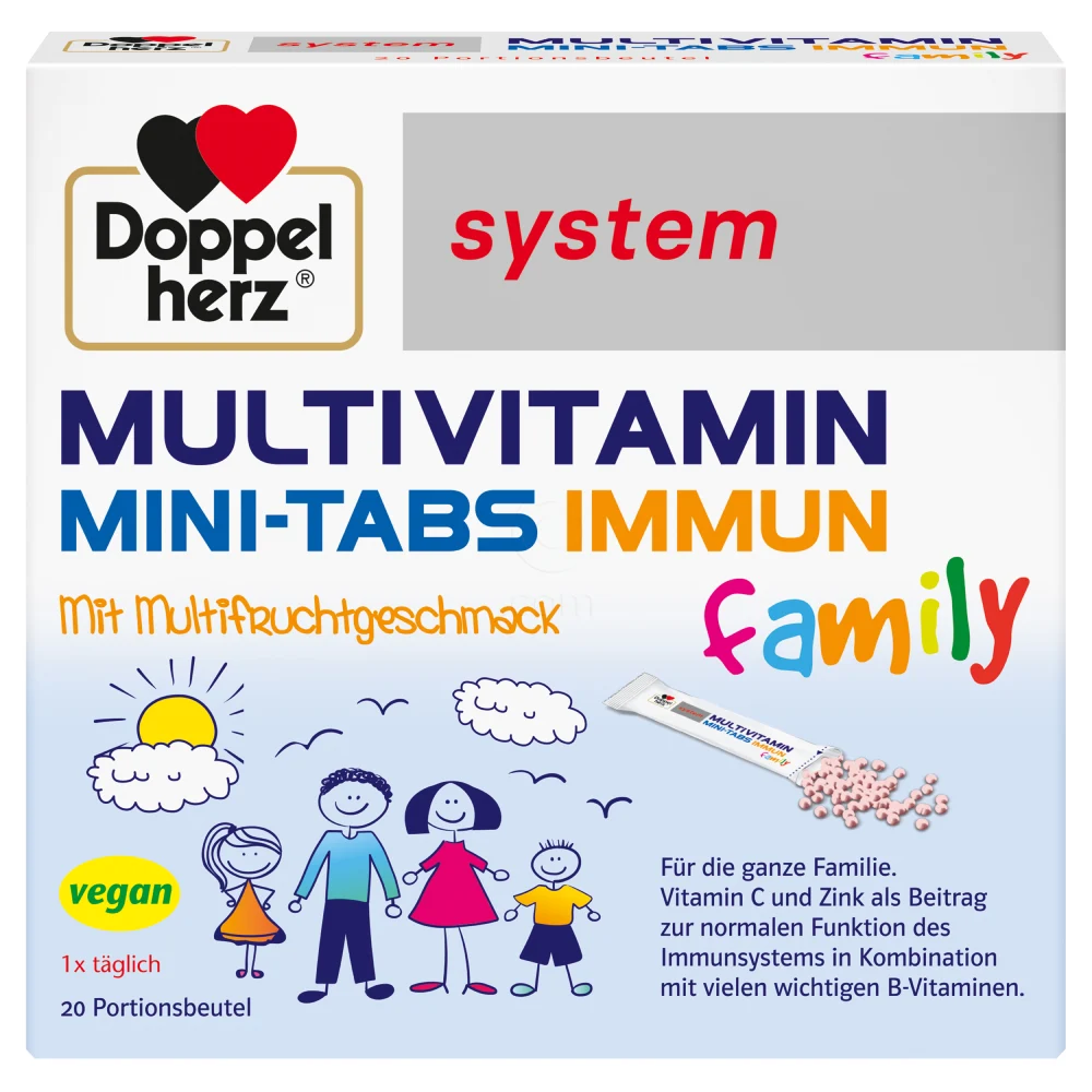 Doppelherz System Multivitamini mini-tabs imun family, mini tabletke v vrečicah (20 vrečic)
