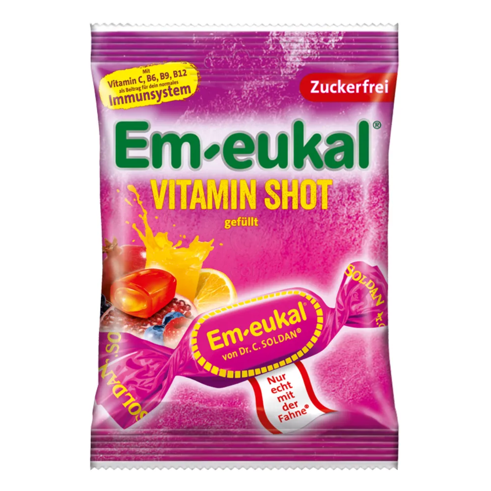 Dr. C. Soldan Em-Eukal Vitamin shot, trdi polnjeni bonboni (75 g)