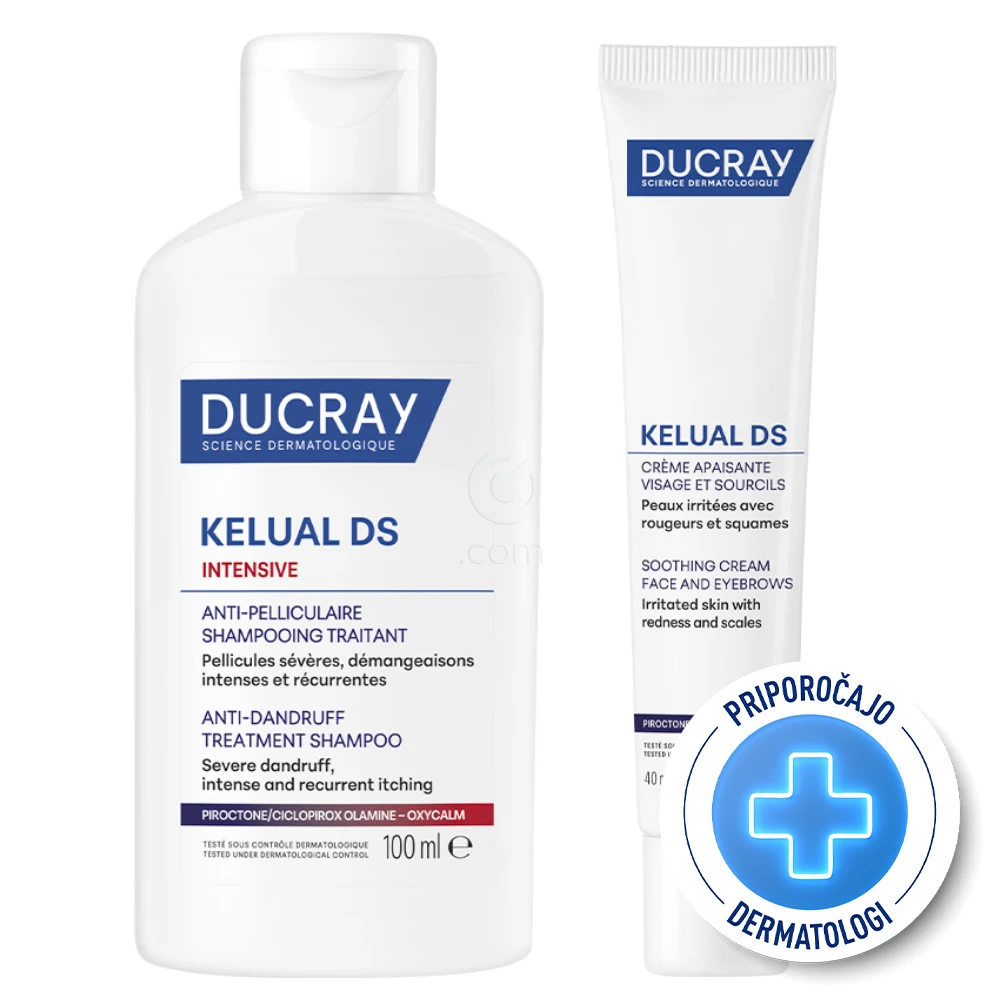 Ducray Kelual DS, rutina za lasišče, nagnjeno k seboroičnemu dermatitisu (40 ml + 100 ml)