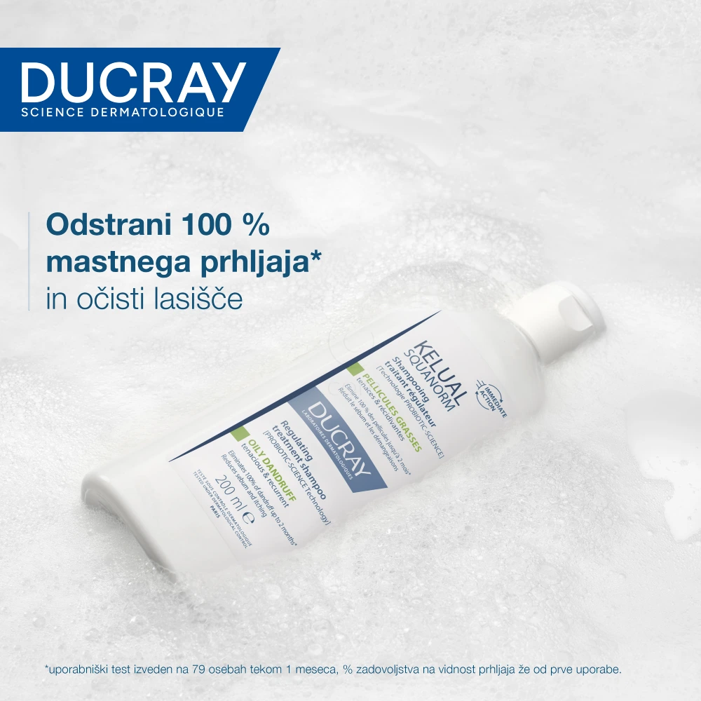 Ducray Kelual Squanorm, regulirajoči tretma šampon proti mastnemu prhljaju (400 ml)