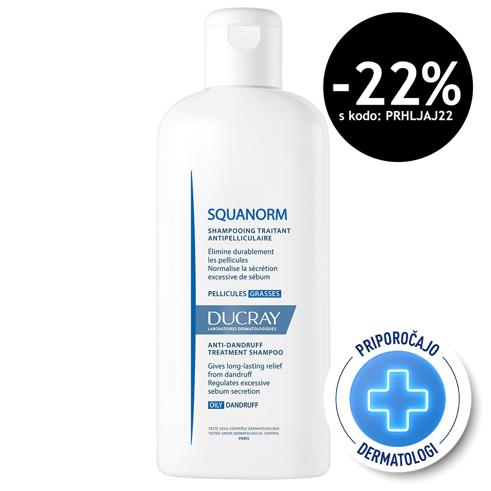 Ducray Squanorm, šampon za mastni prhljaj (200 ml)