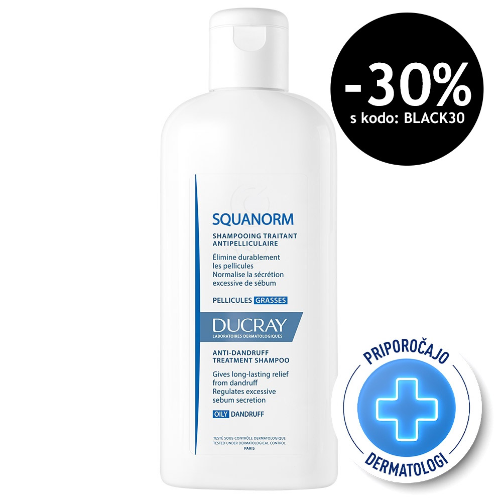 Ducray Squanorm, šampon za mastni prhljaj (200 ml)