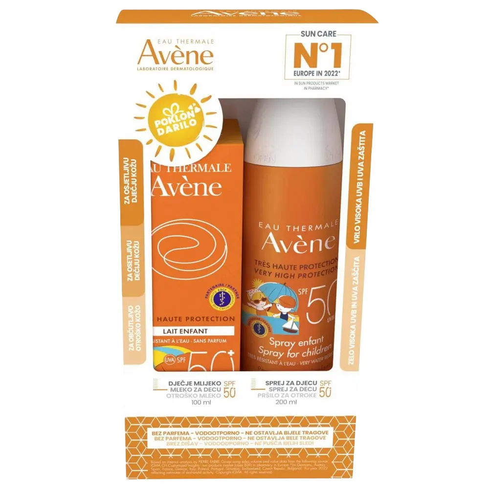 Eau Thermale Avène Sun, otroški paket za zaščito pred soncem (200 ml + 100 ml)