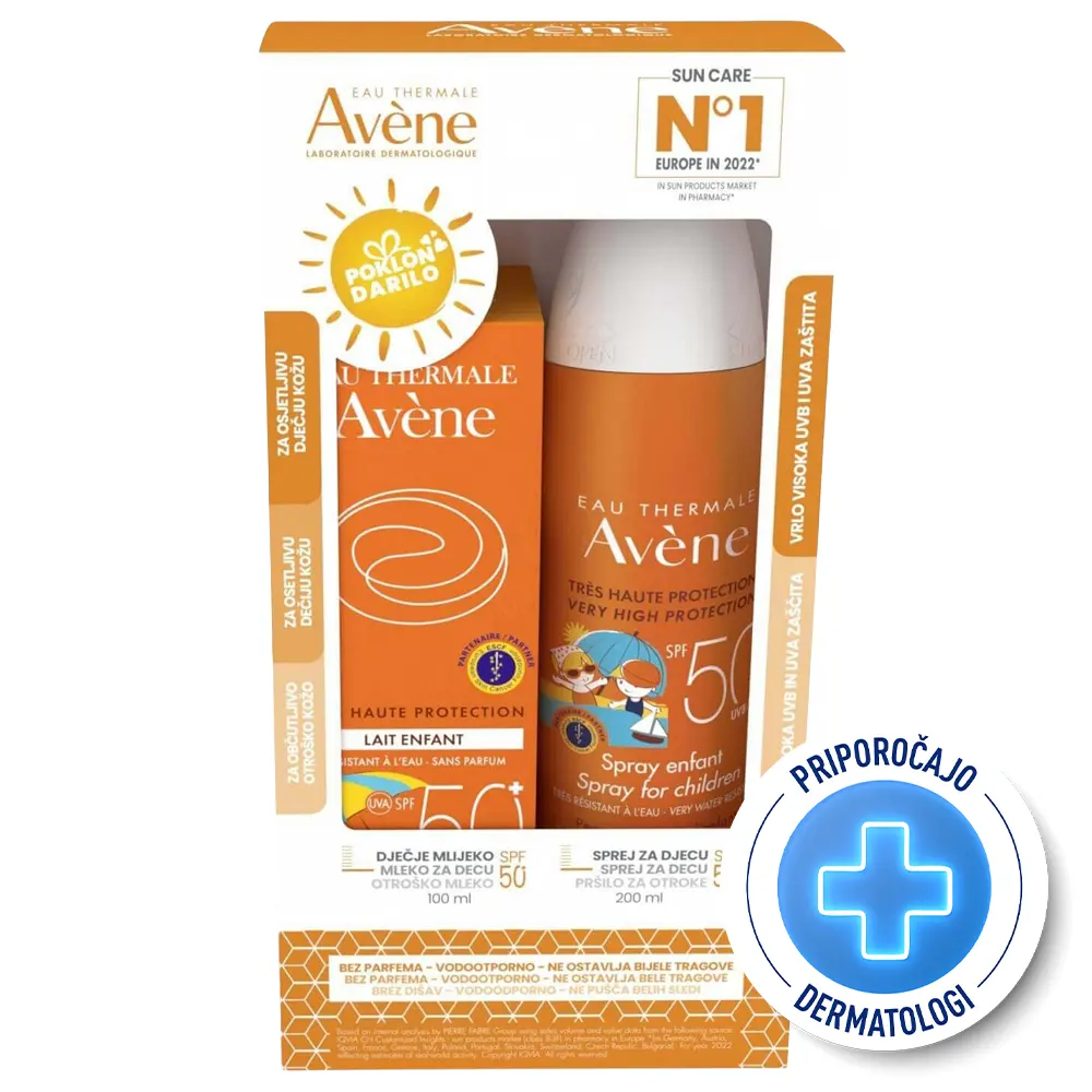 Eau Thermale Avène Sun, otroški paket za zaščito pred soncem (200 ml + 100 ml)