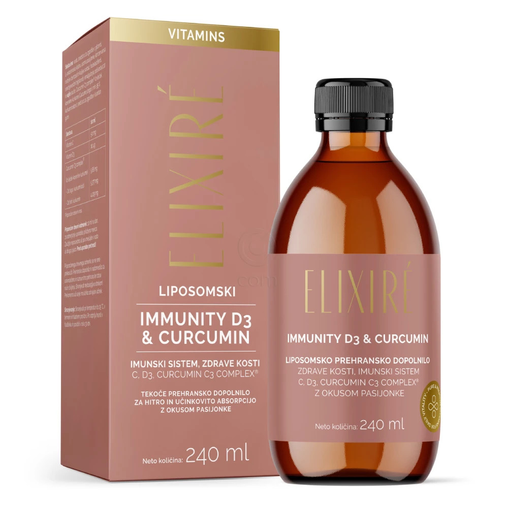Elixire Immunity D3 & Curcumin, tekoče prehransko dopolnilo (240 ml)