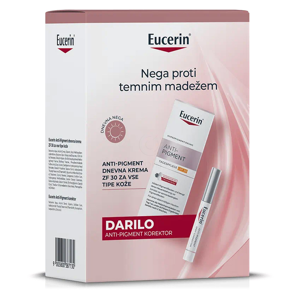 Eucerin Anti-Pigment, darilni set za zmanjšanje pigmentnih madežev (50 ml + 5 ml)