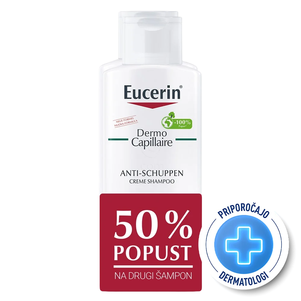 Eucerin DermoCapillaire, šampon proti suhemu prhljaju (2 x 250 ml)