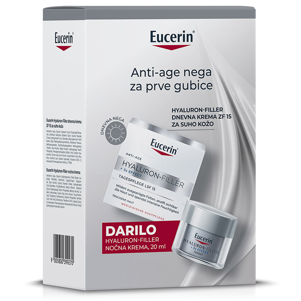 Eucerin Hyaluron-Filler, darilni set za suho kožo (50 ml + 20 ml)