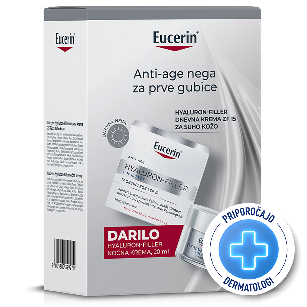 Eucerin Hyaluron-Filler, darilni set za suho kožo (50 ml + 20 ml)