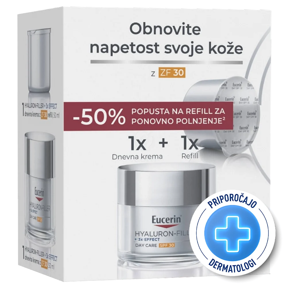 Eucerin Hyaluron-Filler, dnevna krema za vse tipe kože - ZF 30 - paket (2 x 50 ml)