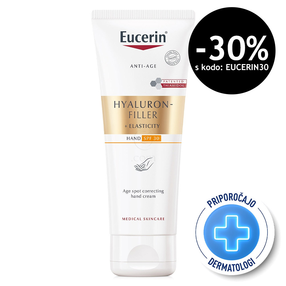Eucerin Hyaluron-Filler + Elasticity, krema za roke proti starostnim pegam - ZF30 (75 ml)