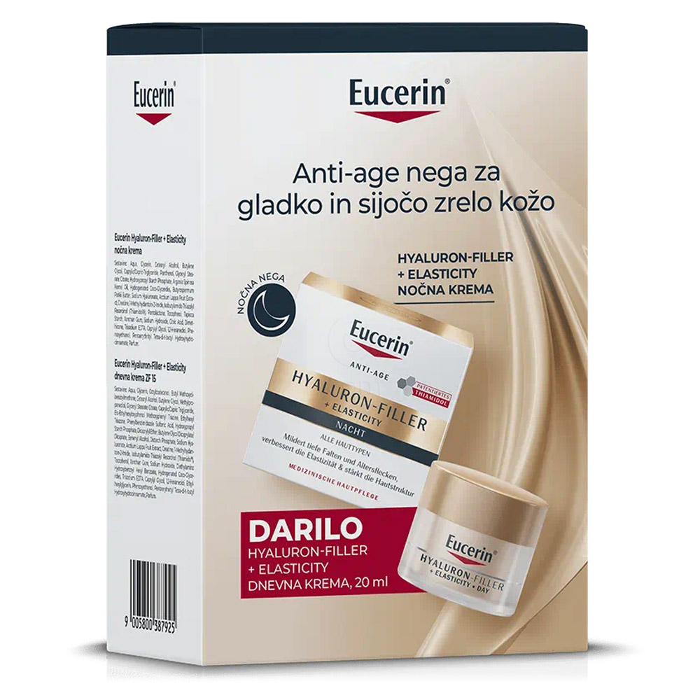 Eucerin Hyaluron-Filler Elasticity Night, darilni set (50 ml + 20 ml)