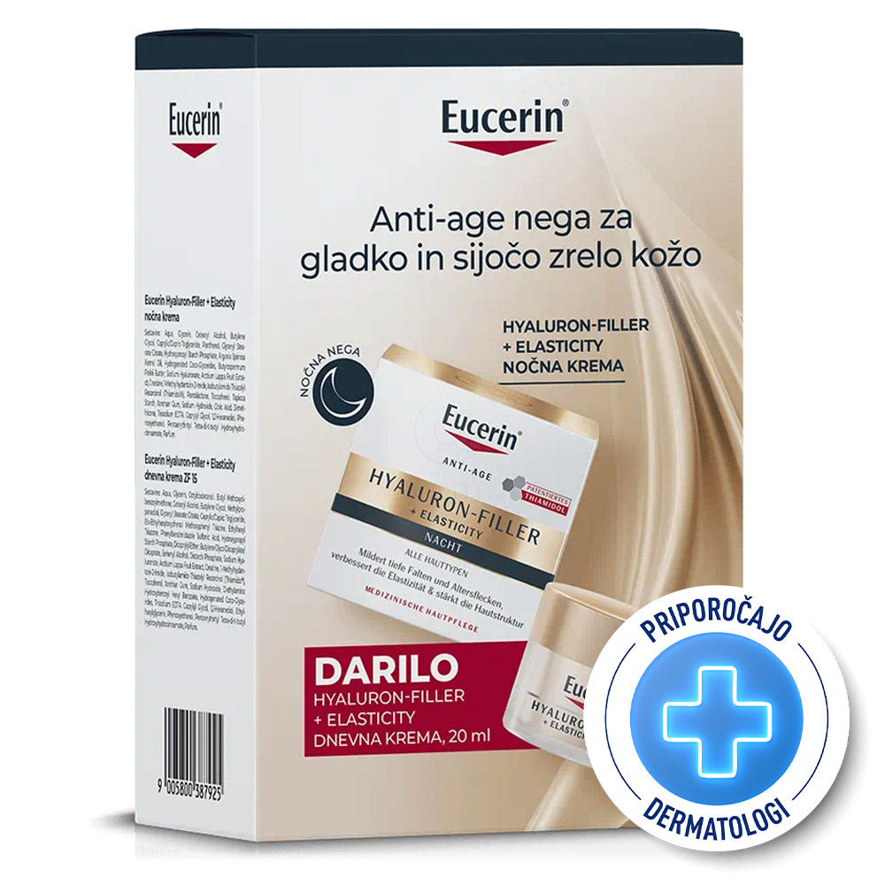 Eucerin Hyaluron-Filler Elasticity Night, darilni set (50 ml + 20 ml)