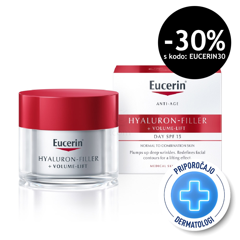 Eucerin Hyaluron Filler + Volume Lift, dnevna nega za normalno do mešano kožo - ZF15 (50 ml)