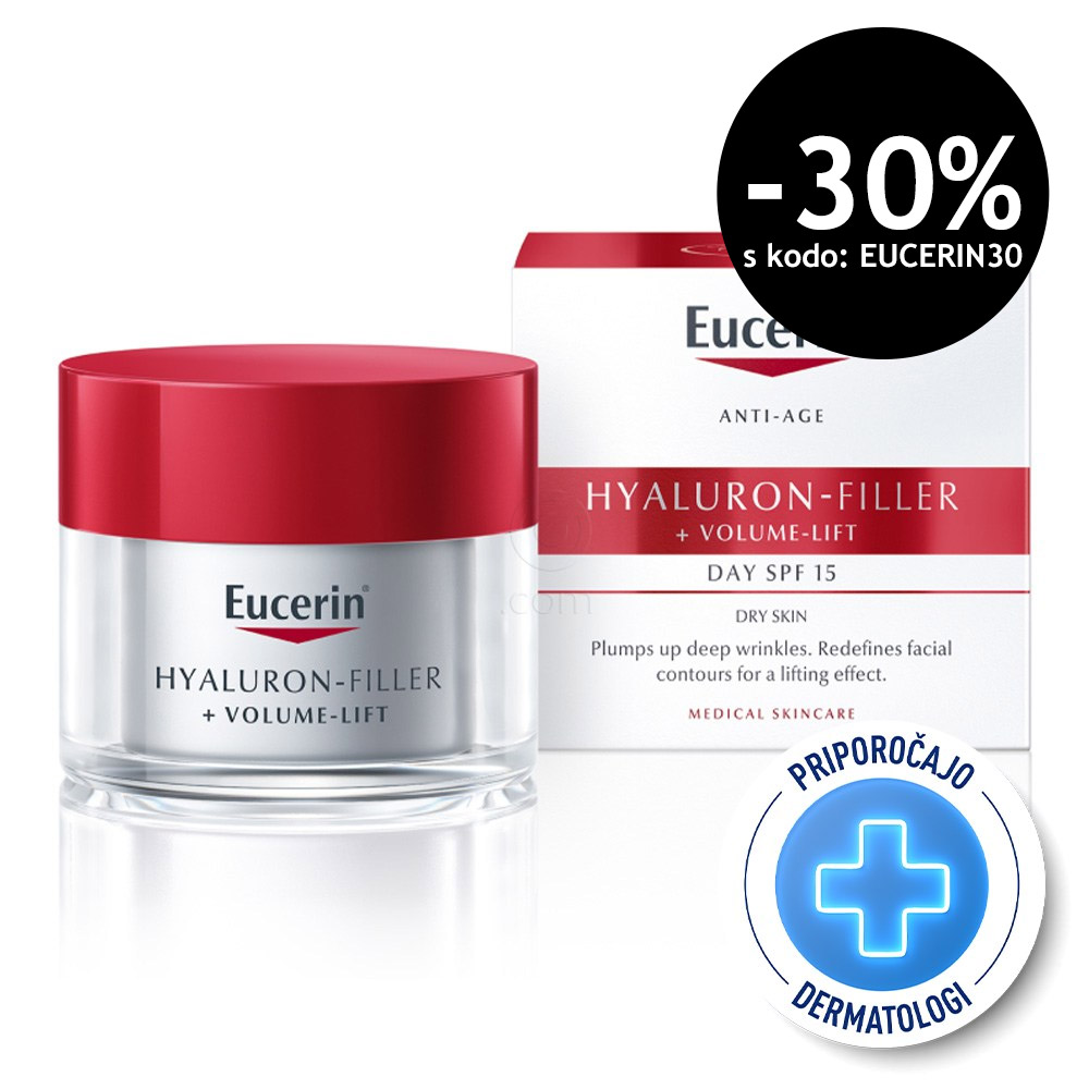 Eucerin Hyaluron Filler + Volume Lift, dnevna nega za suho kožo - ZF 15 (50 ml)