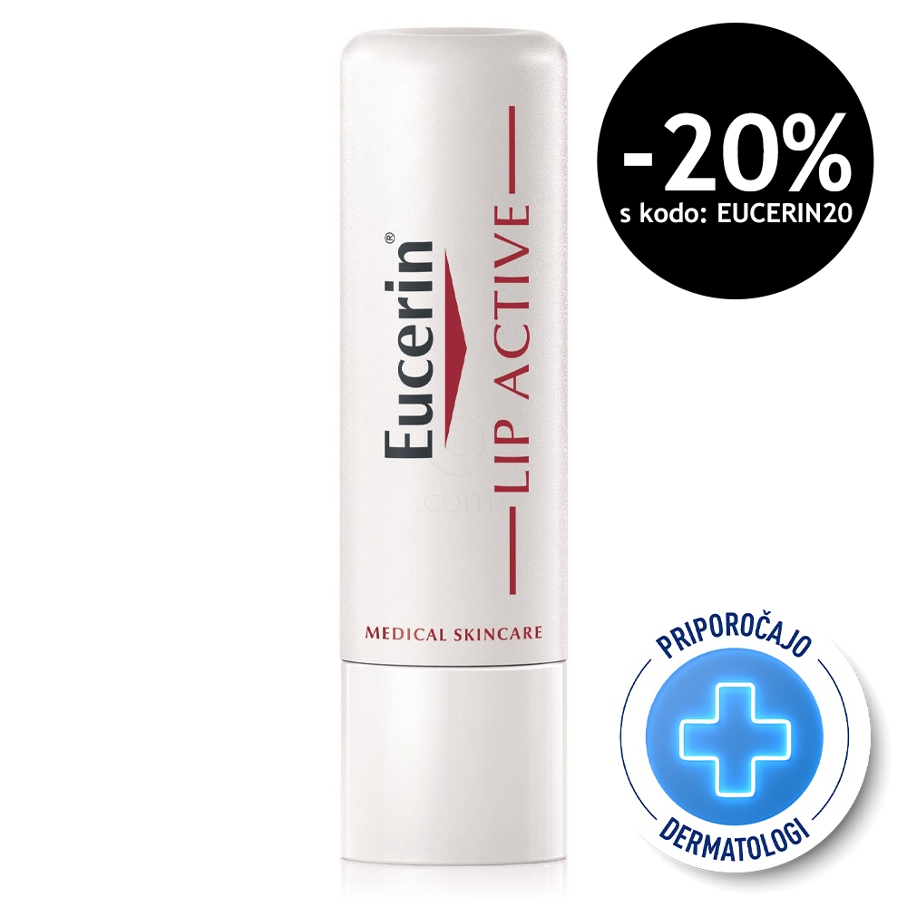 Eucerin Lip Aktiv, stik za nego ustnic z dekspantenolom in vitaminom E - ZF 20 (4,8 g)