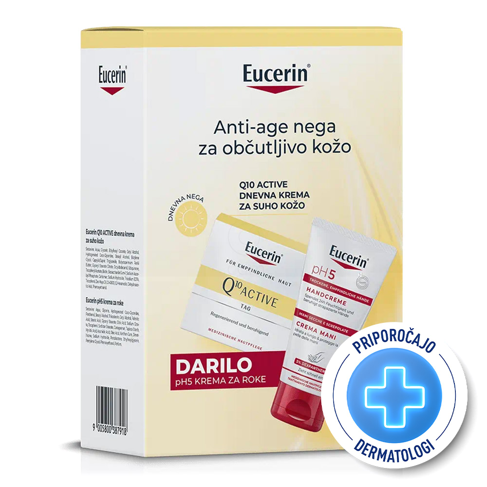 Eucerin Q10, darilni set za nego občutljive kože (50 ml + 75 ml)